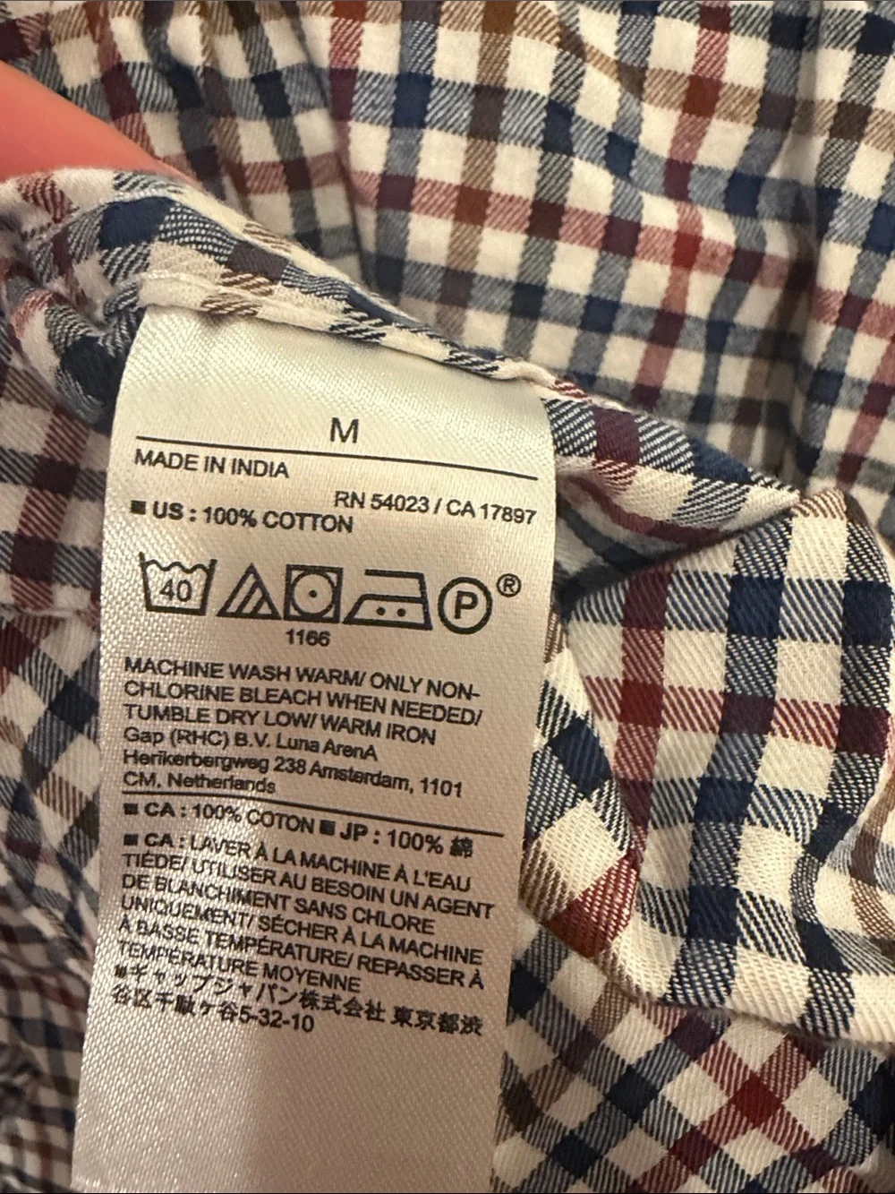 Banana Republic Plaid Button-Down Shirt in Blue, Red, and White